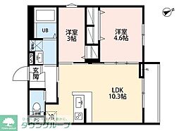 robot home 中河原(ロボットホーム ナカカワガラ) 2LDKの間取図画像