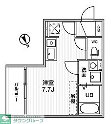 Ts Cuore 調布(ティーズクオーレ) ワンルームの間取図画像