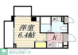 レスポワール多摩川 1Kの間取図画像