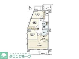 プラウド世田谷砧 3LDKの間取図画像