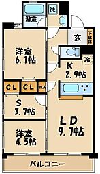 ブランネージュ多摩川 2SLDKの間取図画像