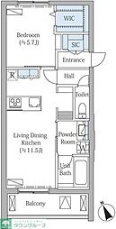 サクラガーデン武蔵小金井 1LDKの間取図画像