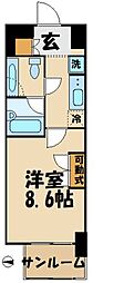 シティーコート府中 1Kの間取図画像