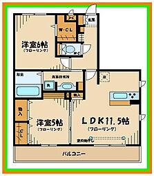 メディフィス西府 2LDKの間取図画像