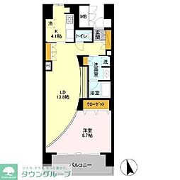 ロイヤルパークス若葉台 1Kの間取図画像