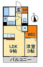サンガーデン 1階1LDKの間取り