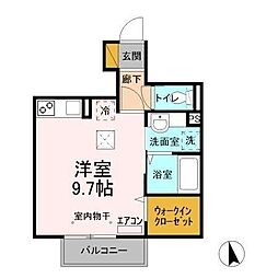 La Luce奏の杜 1階ワンルームの間取り
