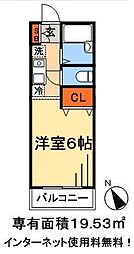 JR総武線 本八幡駅 バス12分 曽谷下車 徒歩3分の賃貸マンション 2階1Kの間取り