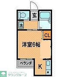 セントハイム 1階ワンルームの間取り