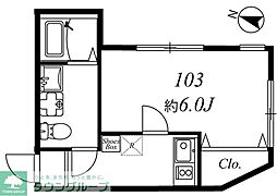 ワイズモダン 1階1Kの間取り