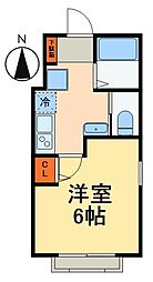 東武野田線 六実駅 徒歩13分の賃貸アパート 2階1Kの間取り