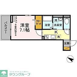 ミーツIII 3階1Kの間取り