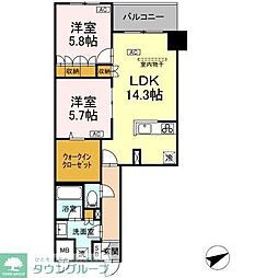 サンジョイアゼロ 2LDKの間取図画像