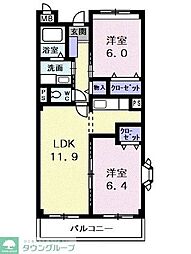シャーロットタウン 2LDKの間取図画像