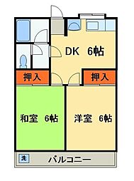 ツカサハイツ 2DKの間取図画像