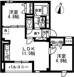 仮)ラ・パートメント本千葉 2LDKの間取図画像