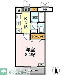 ベイグランデ 1Kの間取図画像