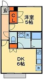 ラ・グリシーヌ 1DKの間取図画像