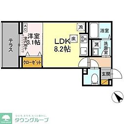 D-SOLACE幕張本郷2丁目 1LDKの間取図画像