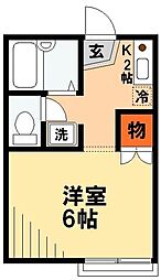 エリール中山 1Kの間取図画像