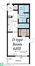 市川市原木マンション 1Kの間取図画像