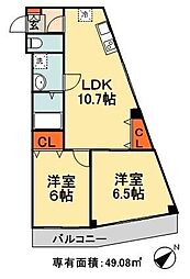 プライムヒルズ千葉中央 2LDKの間取図画像