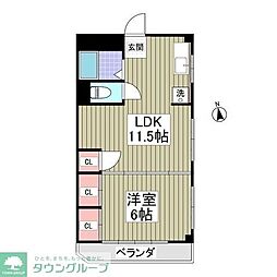 船橋セブンハイツ 1Kの間取図画像