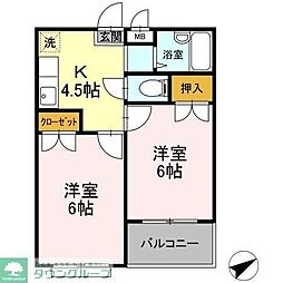 コーポラス石井 2Kの間取図画像