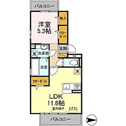 アルシュTOWA 1LDKの間取図画像