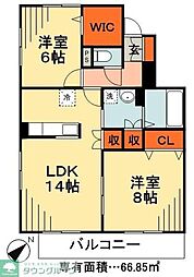 ポピーコート 2LDKの間取図画像