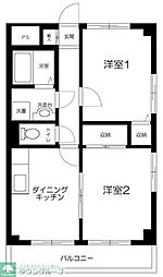 ハイツ東菅野 2DKの間取図画像