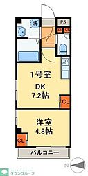 テリアズ港町 1DKの間取図画像