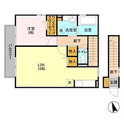 ボヌール 1LDKの間取図画像