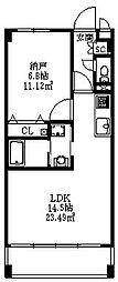 ハイブリッジソシア3 1LDKの間取図画像