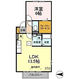ウエストコート 1LDKの間取図画像