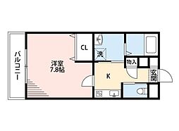 HARU 1Kの間取図画像