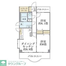 西船橋スクエアガーデン 2DKの間取図画像