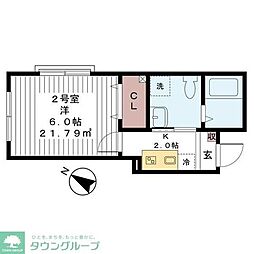 AJ津田沼2 1Kの間取図画像