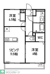 リコルテ緑が丘 2LDKの間取図画像