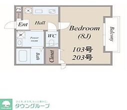 グリシーナ 1Kの間取図画像