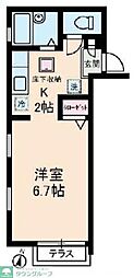 都営大江戸線 落合南長崎駅 徒歩2分の賃貸アパート 2階ワンルームの間取り