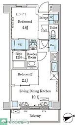 インスタイルレジデンス本駒込 5階2DKの間取り