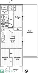 nidoMOTOHASUNUMA 3LDKの間取図画像