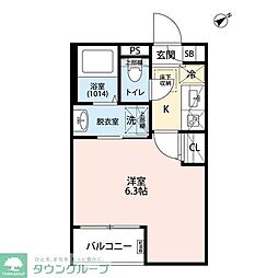 エクセラン東武練馬 1Kの間取図画像