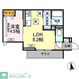 セレスティア徳丸 A 1LDKの間取図画像