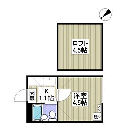 オリーブ 1Kの間取図画像