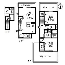 (仮)文京区小日向2丁目 新築賃貸住宅 2LDKの間取図画像