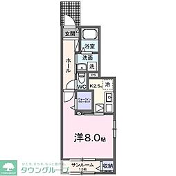 シュラインサイド 1階1Kの間取り