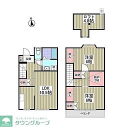 メープルタウンイースト3 2LDKの間取図画像