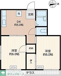 パレスハイツ 2DKの間取図画像
